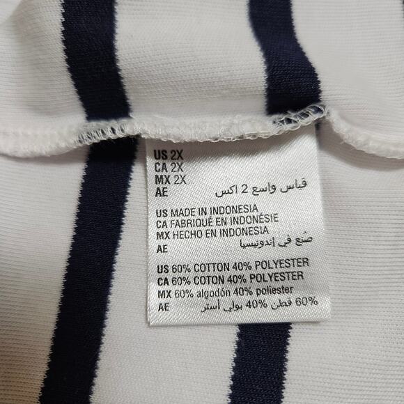 Karen Scott Sport Womens Striped Top Size 2X 3/4-Sleeve Boatneck White/Blue New - Picture 6 of 7